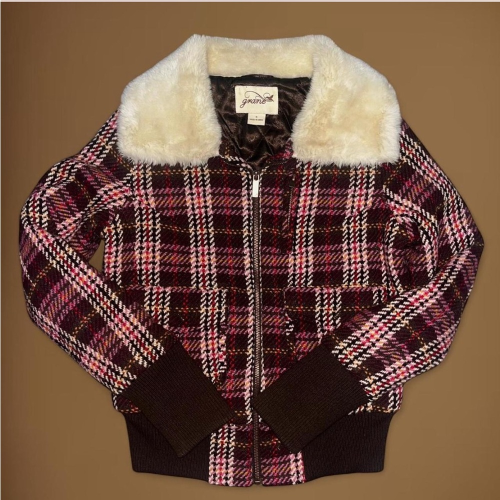 Brown And Pink Patterned Thick Jacket - image 1